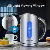 Waterkoker - Retro - RVS - met LED - 1.7L - 2200W - Zilver